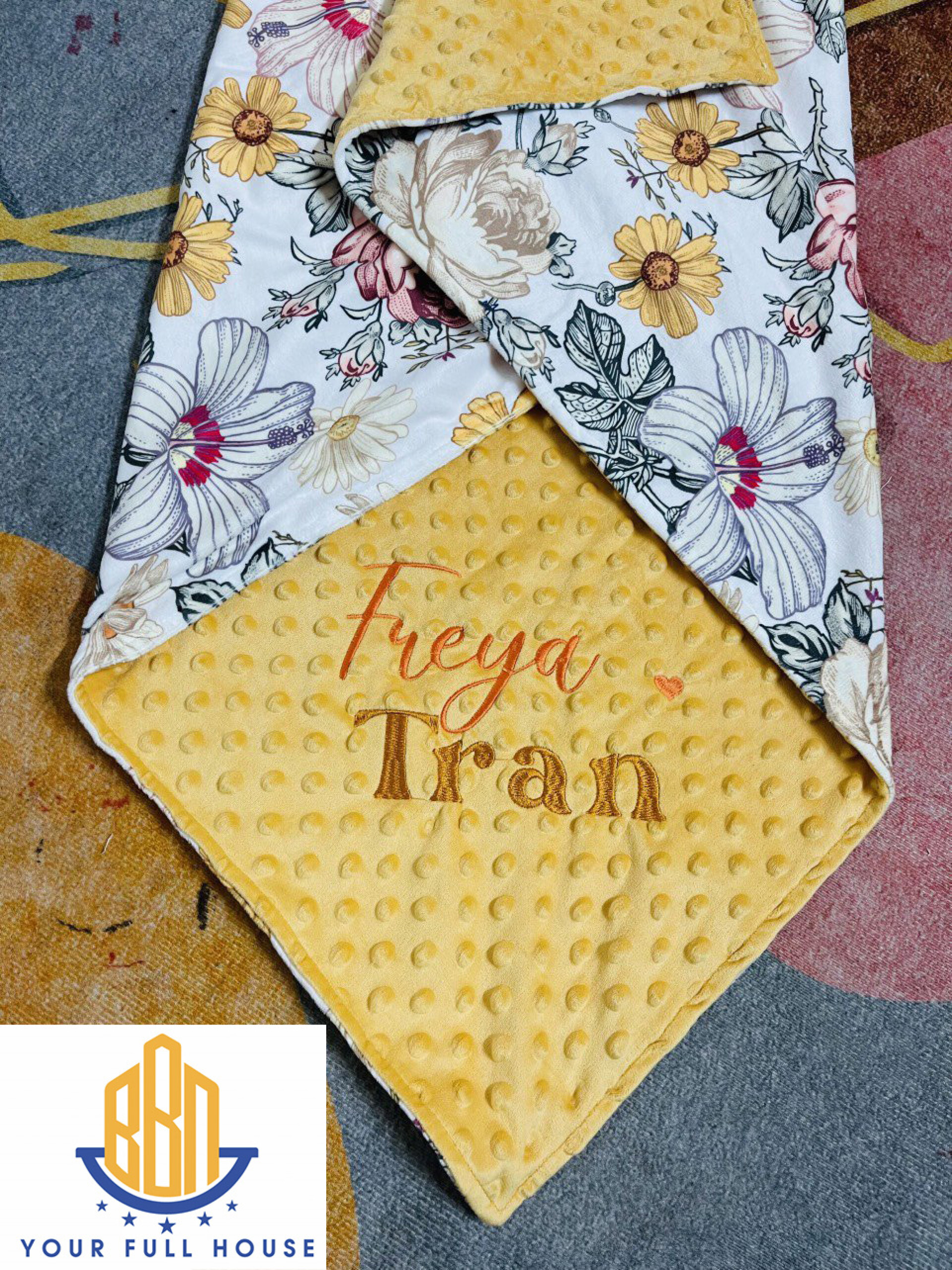 Chăn Minky Em Bé Siêu Mềm Mại, Thêu Tên Riêng Từ BBN