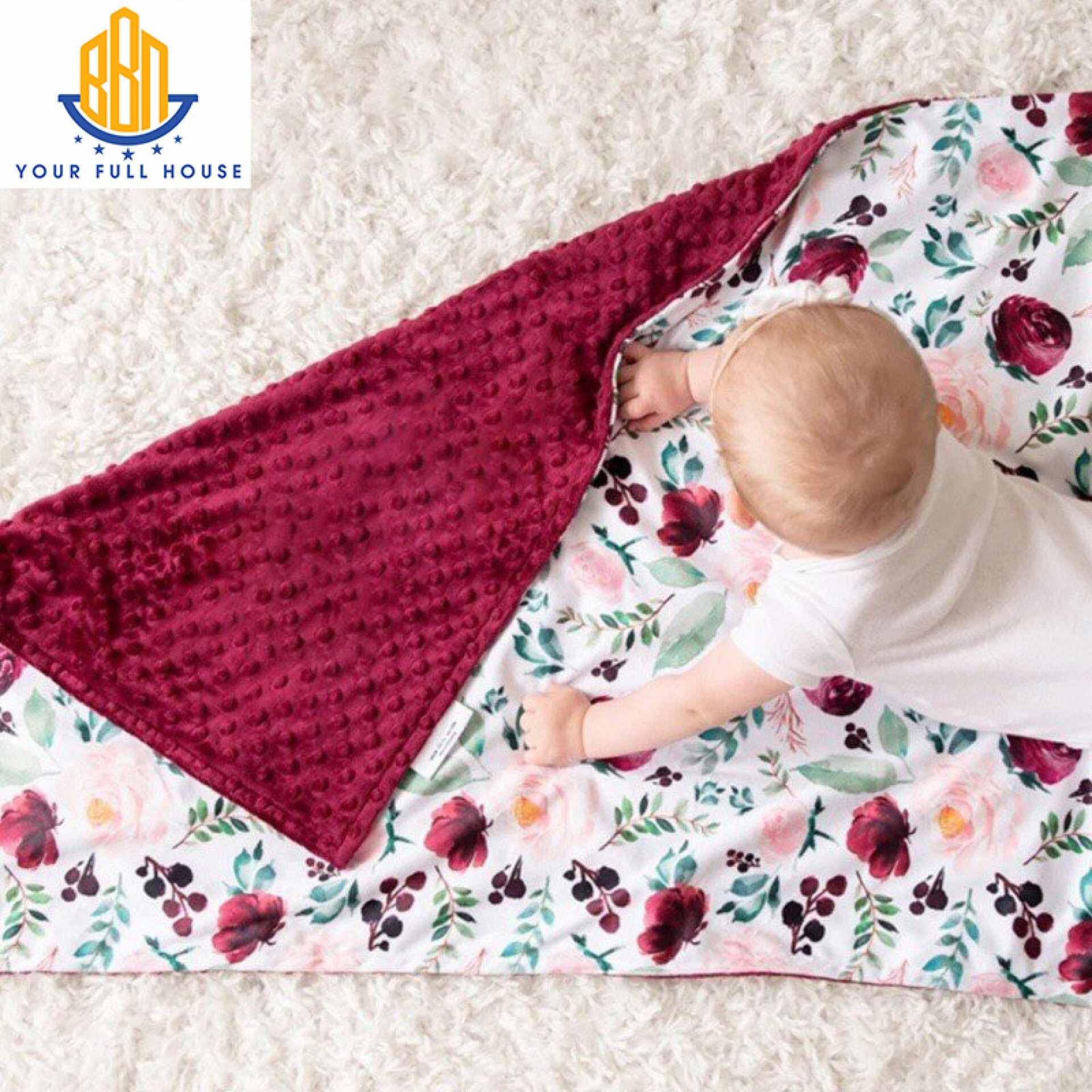 Chăn Minky Em Bé Siêu Mềm Mại, Thêu Tên Riêng Từ BBN