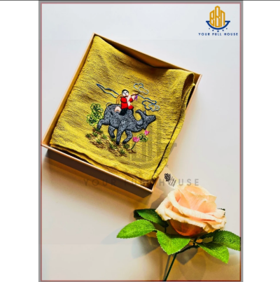 Khăn thêu tay hình mục đồng chăn trâu thổi sáo, thương hiệu BBN Your Full House