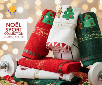 Bộ 3 Khăn tắm Hàn Quốc chất lượng thêu hình Giáng sinh thương hiệu BBN Your Full House