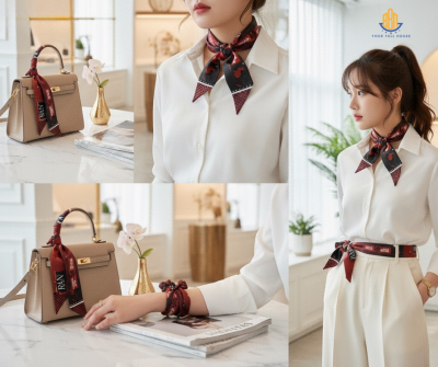 Khăn twilly lụa mềm mịn, màu sắc trang nhã, dễ mix đồ