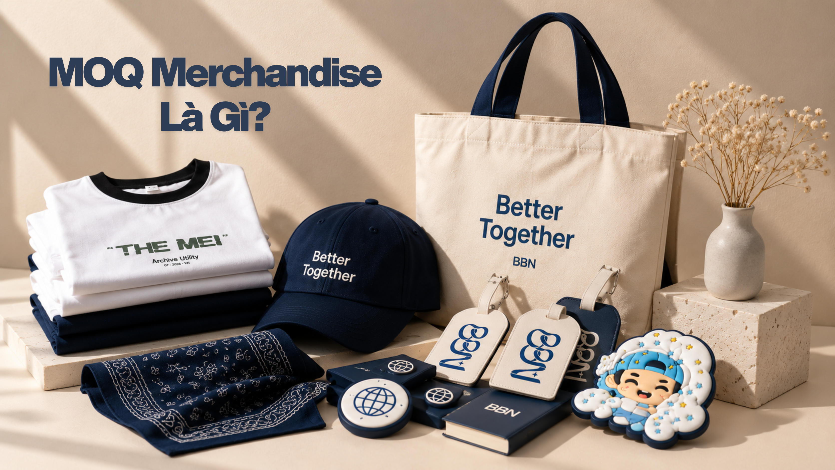 C&aacute;c sản phẩm merchandise được sắp xếp trong kh&ocirc;ng gian trưng b&agrave;y.