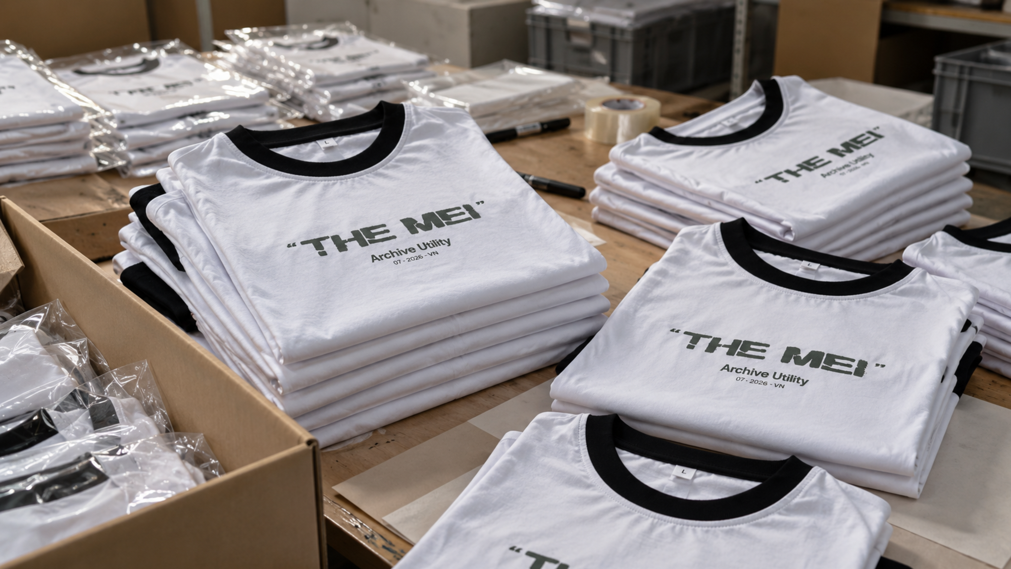 Merchandise được đ&oacute;ng g&oacute;i th&agrave;nh phẩm trước khi đưa đến kh&aacute;ch h&agrave;ng.