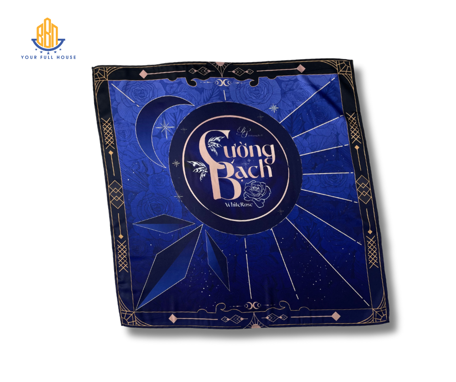 KHĂN BANDANA LỤA IN THEO YÊU CẦU, HÀNG REAL CAO CẤP BBN HOME